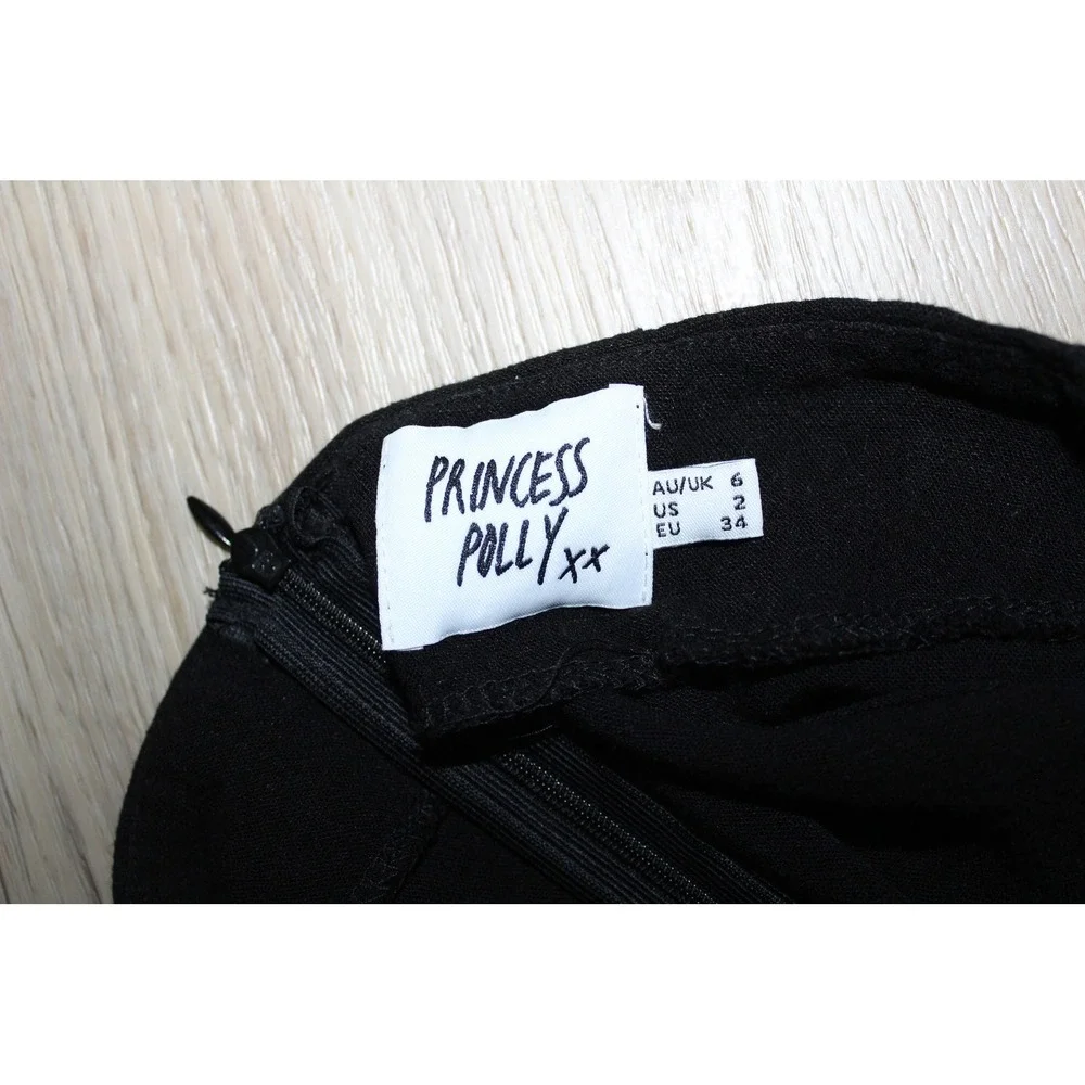 Princess Polly Black Linen Blend Mini Skirt High Waisted Size US 2 US2/AU6/EU34